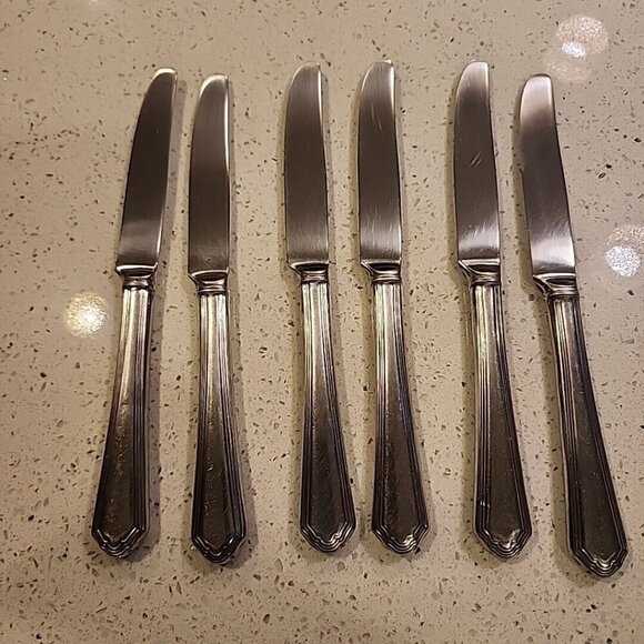 Set Of 6 Lenox Archway Dinner Knives Stainless Steel Glossy 18/10 Flatware - Picture 1 of 5